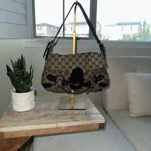 Gucci GG Canvas Horsebit Chain Shoulder Bag